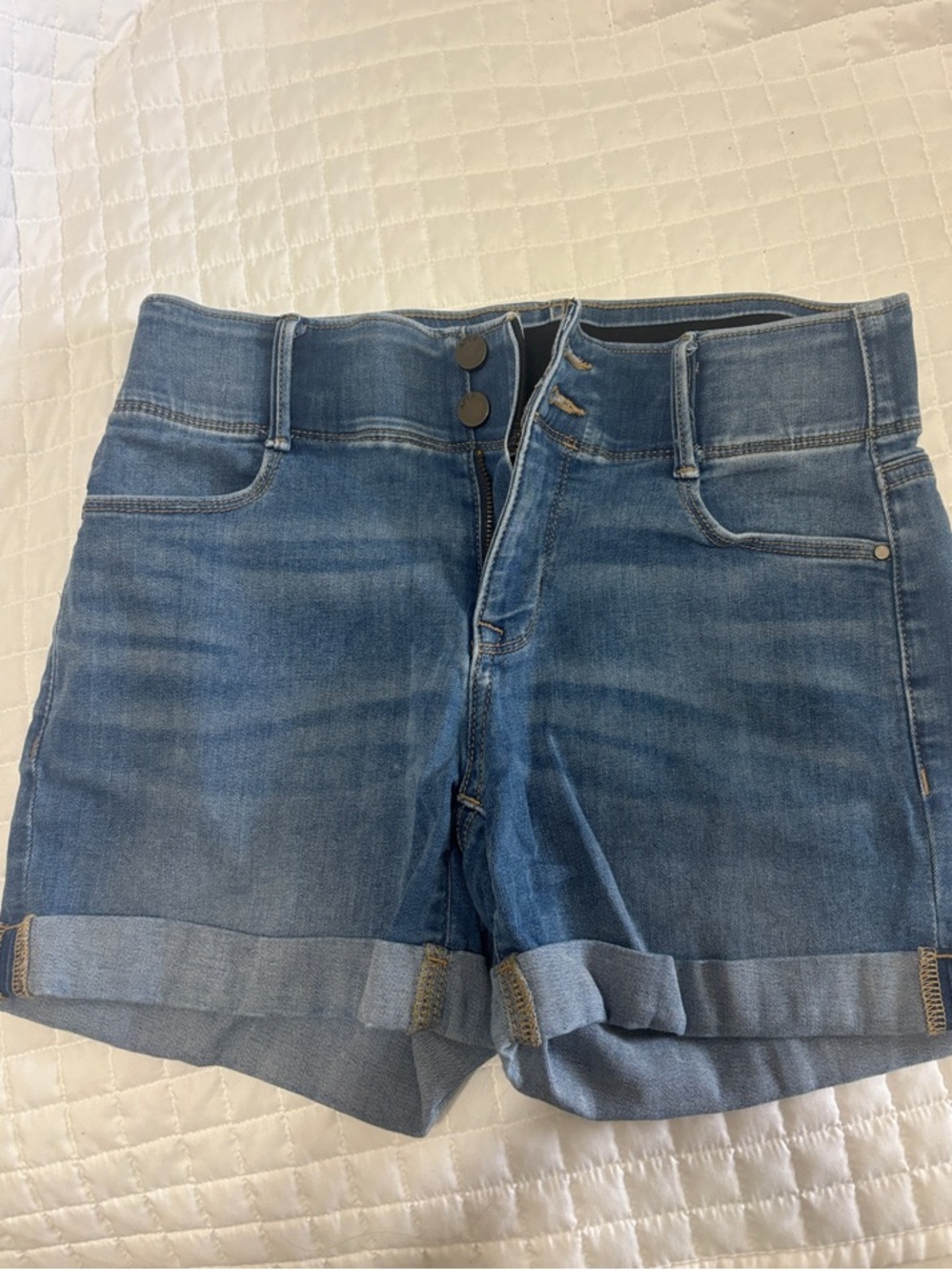 High-Rise Blue Denim Women's Shorts